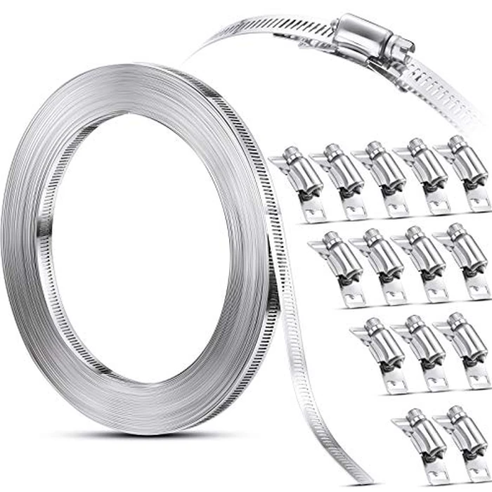 Ripeng Stainless Steel Large Hose Clamps, Worm Drive, Adjustable for Intercooler, Pipe, Plumbing, Tube and Fuel Line(100 Feet,21 Pcs) by Ripeng - Used - Like New condition