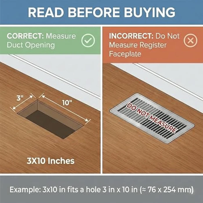 Khan Supply CO 3x10 Metal Floor Vent - Canadian Owned Low Profile Heavy Duty Flush Register, DIY Drop-in Install Air Grille Cover, Unique Click-In Design for Up to 60% More Airflow - 2 Year Warranty by Khan Supply CO - Image 8