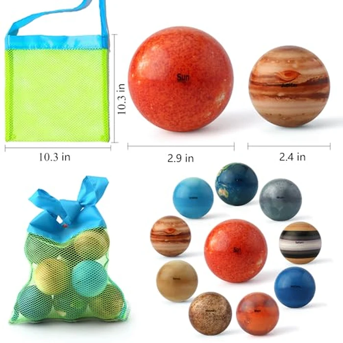 Solar System Planets Toys for Kids, STEM Educational Sensory Toys for Autistic Children Non-Toxic, Space Astronaut Slime Ball Alien Monster Toy Set with Mesh Storing Bag for 3-5-8-10 Boy Girls by COOLDUCK - Image 4