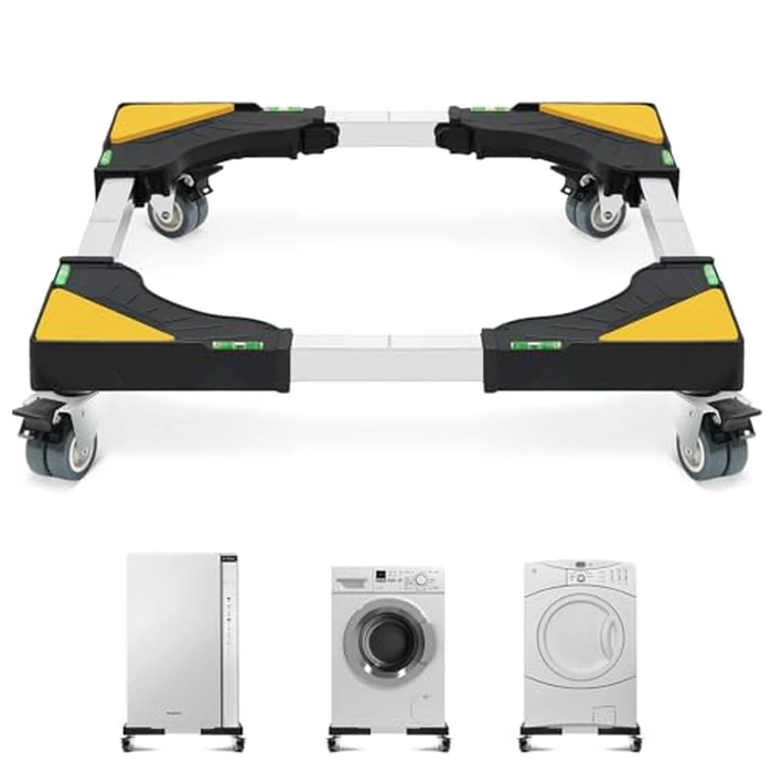 W B D WEIBIDA Mobile Roller with 4 Locking Wheels, Adjustable Furniture Dolly Mini Fridge Stand Appliance Dollys Cart Washer Pedestal for Portable Washing Machine, Dryer, Refrigerator by W B D WEIBIDA - Image 1