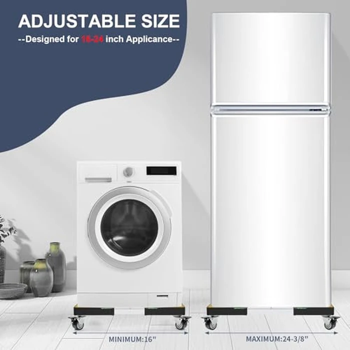 W B D WEIBIDA Mobile Roller with 4 Locking Wheels, Adjustable Furniture Dolly Mini Fridge Stand Appliance Dollys Cart Washer Pedestal for Portable Washing Machine, Dryer, Refrigerator by W B D WEIBIDA - Image 2