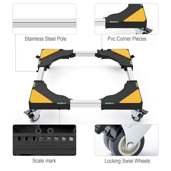 W B D WEIBIDA Mobile Roller with 4 Locking Wheels, Adjustable Furniture Dolly Mini Fridge Stand Appliance Dollys Cart Washer Pedestal for Portable Washing Machine, Dryer, Refrigerator by W B D WEIBIDA - Image 4