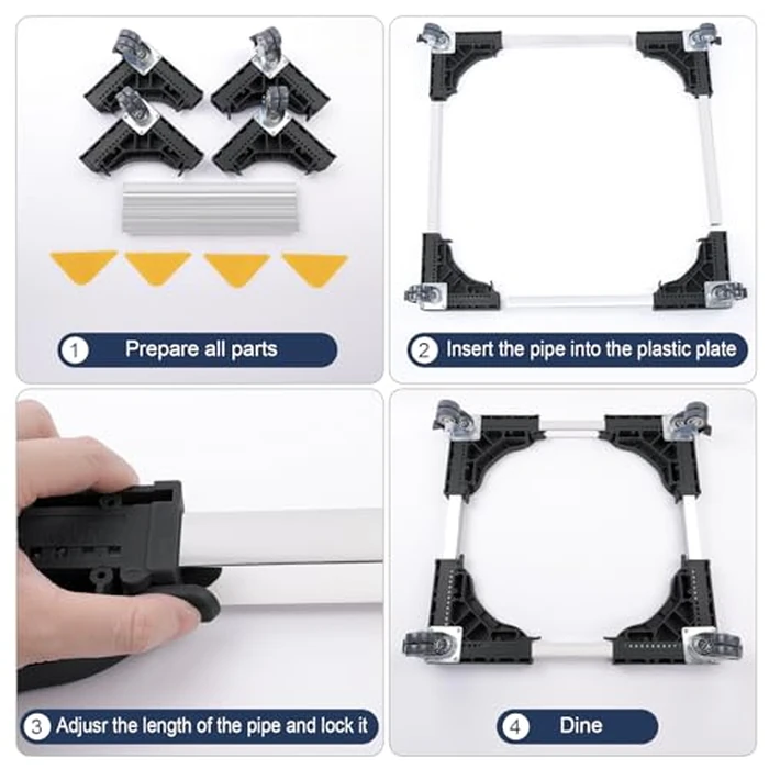 W B D WEIBIDA Mobile Roller with 4 Locking Wheels, Adjustable Furniture Dolly Mini Fridge Stand Appliance Dollys Cart Washer Pedestal for Portable Washing Machine, Dryer, Refrigerator by W B D WEIBIDA - Image 6