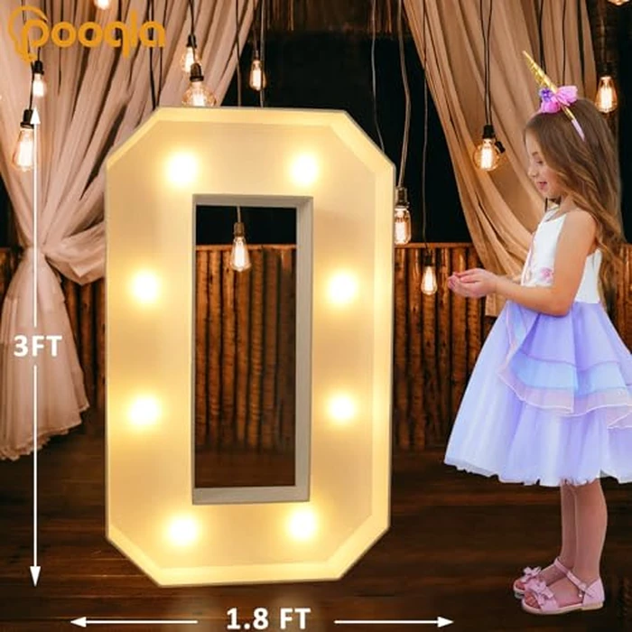 Pooqla 3FT Marquee Light Up Letters, LED Big Mosaic Marquee Letters 3 Feet, Giant LED Sign for Balloons Birthday Anniversary Wedding Party Decoration, Cool White and Warm White Letter O by Pooqla - Image 5