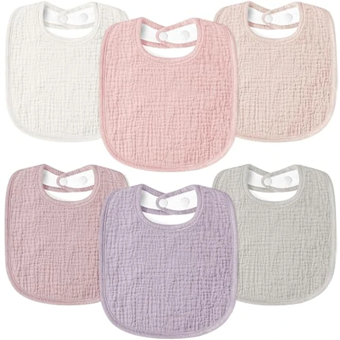 Susurration Muslin Baby Bibs 6 Pack Bandana Drool Bibs,Soft Square Adjustable Baby Drooling Bibs for Unisex Girls & Boys(Pink) by Susurration - Used - Very Good condition - US$8.01