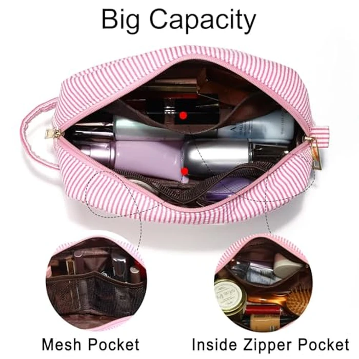 YOOLIFE Mothers Day Gifts for Mom Daughter - Initial Makeup Bag Cosmetic Bag Toiletry Pouch, Personalized Birthday Gifts for Women Girls Mom Daughter Sister Friends, Pink M by YOOLIFE - Image 4