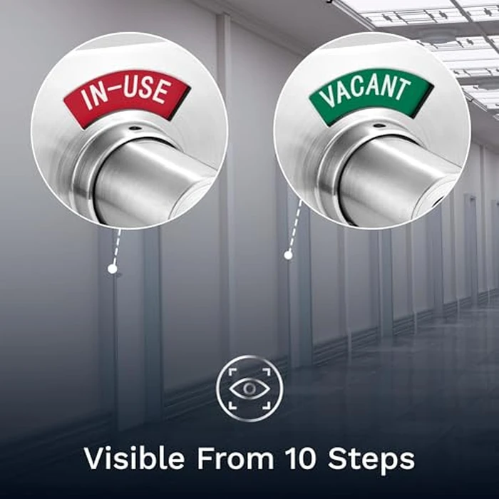 VIZILOK ADA Compliant, Single Egress Indicator Privacy Lock with Keys, C5FE-L Durable ANSI Grade 2 Comp Commercial LEFTHanded Non Reversible in-Use or Vacant Push Button Lever - Satin Chrome by VIZILOK - Image 3