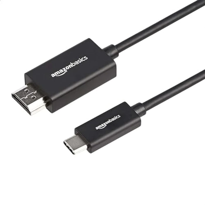Amazon Basics Premium Aluminum Uni-Directional USB-C (Source) to HDMI (Display) Cable Adapter (Thunderbolt 3 Compatible) 4K@60Hz, 6-Foot, Black by Amazon Basics - Used - Good condition - CA$12.51
