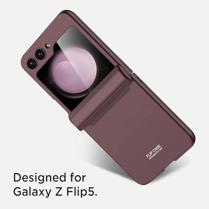 Miimall Case for Samsung Galaxy Z Flip 5 - Hinge Protection, Slim Folding, Anti-Drop Shockproof Magnetic Hinge Case (Wine) by Miimall - Image 2