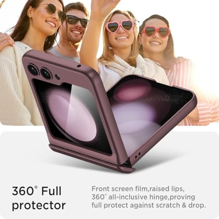 Miimall Case for Samsung Galaxy Z Flip 5 - Hinge Protection, Slim Folding, Anti-Drop Shockproof Magnetic Hinge Case (Wine) by Miimall - Image 4