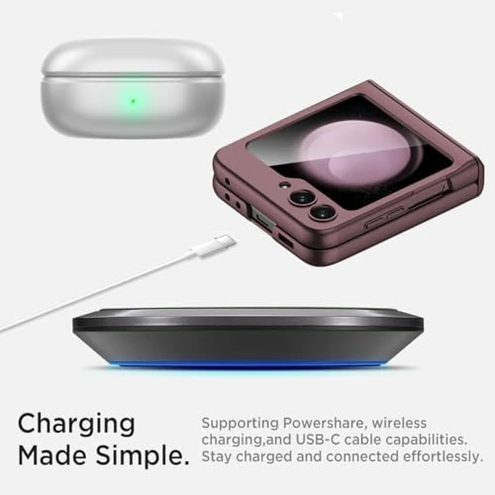 Miimall Case for Samsung Galaxy Z Flip 5 - Hinge Protection, Slim Folding, Anti-Drop Shockproof Magnetic Hinge Case (Wine) by Miimall - Image 6