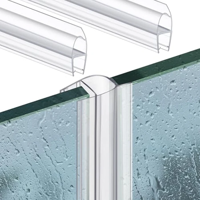 Shower Door Side Seal Strip 78.74 Inch (39.37" x 2 Pcs) for 3/8'' (10 mm) Frameless Glass Sliding or Swing Door (U Type) Sweep Clear PVC Waterproof to Stop Shower Leaks No Adhesive Needed by Pushglossy - Image 1