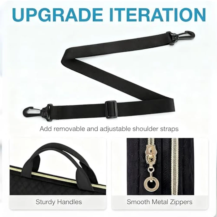 BAGSMART 15.6 Inch Laptop Sleeve Case Compatible with MacBook Pro 16 Inch,15.6 Inch HP,Dell,Acer Aspire,Asus Notebook, Protective Laptop Bag for Women with Shoulder Strap,Pocket,Handle, Black by BAGSMART - Image 3