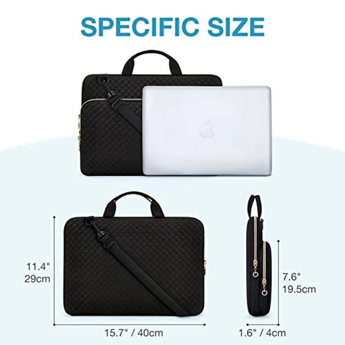 BAGSMART 15.6 Inch Laptop Sleeve Case Compatible with MacBook Pro 16 Inch,15.6 Inch HP,Dell,Acer Aspire,Asus Notebook, Protective Laptop Bag for Women with Shoulder Strap,Pocket,Handle, Black by BAGSMART - Image 5