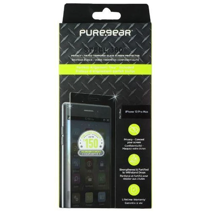 PureGear Steel 360 Privacy Glass Screen Protector for iPhone 13 Pro Max - Clear by PureGear - Refurbished - Brand New condition - US$11.38