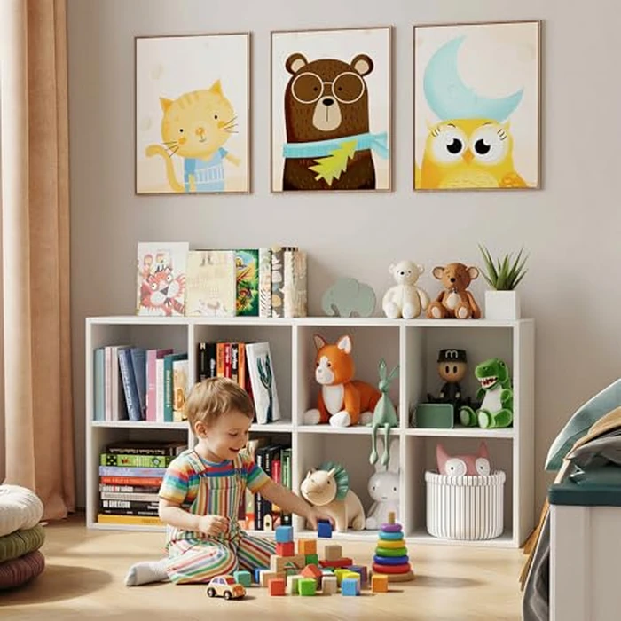 8-Cube Storage Organizer, White Wood Bookcase, Horizontal or Vertical Cube Shelf Unit Fits 11" Storage Bins(NOT Included), Display Book Shelves with Back Panel for Kids Toy Storage, Living Room Office by YAOYE - Image 4