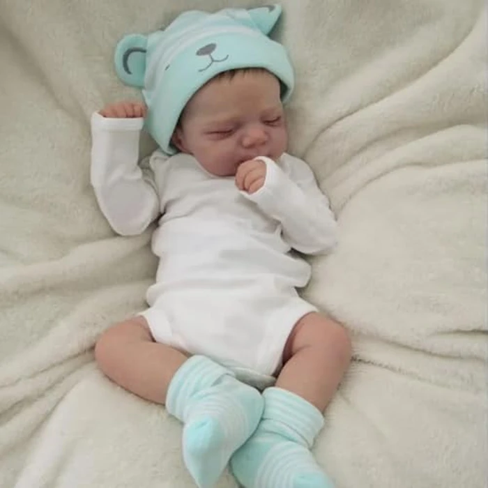 Zero Pam Realistic Reborn Toddler Dolls Silicone Full Body Boy, 18 Inch Real Life Baby Boy Dolls Sleeping Anatomically Correct Full Vinyl Soft Body Newborn Bebe Doll with A Belly Button (Retro) by Zero Pam - Image 2