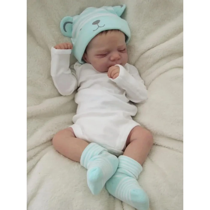 Zero Pam Realistic Reborn Toddler Dolls Silicone Full Body Boy, 18 Inch Real Life Baby Boy Dolls Sleeping Anatomically Correct Full Vinyl Soft Body Newborn Bebe Doll with A Belly Button (Retro) by Zero Pam - Image 3