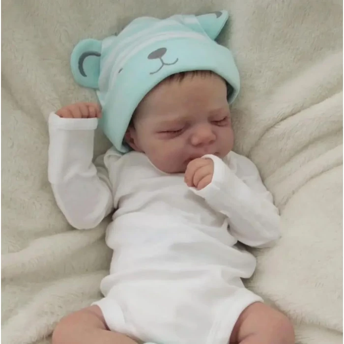 Zero Pam Realistic Reborn Toddler Dolls Silicone Full Body Boy, 18 Inch Real Life Baby Boy Dolls Sleeping Anatomically Correct Full Vinyl Soft Body Newborn Bebe Doll with A Belly Button (Retro) by Zero Pam - Image 5
