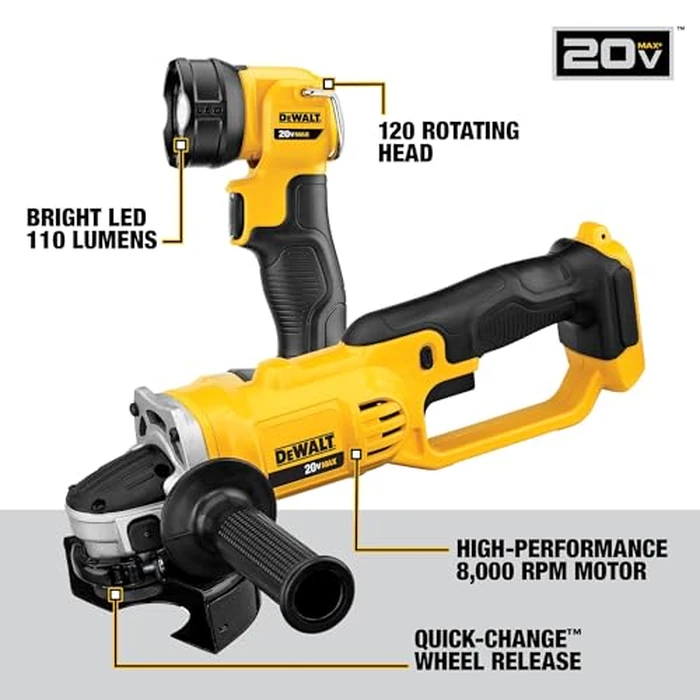DEWALT 20V MAX Power Tools, 9 Cordless Tool Combo, Impact and Drill Driver, Oscillating Tool, Grinder,Circular and Reciprocating Saw,Right Angle Drill,Speaker,LED Light, 2 Batteries,Charger (DCK940D2) by DEWALT - Image 4