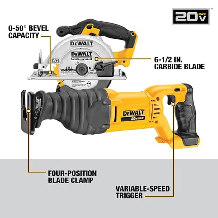 DEWALT 20V MAX Power Tools, 9 Cordless Tool Combo, Impact and Drill Driver, Oscillating Tool, Grinder,Circular and Reciprocating Saw,Right Angle Drill,Speaker,LED Light, 2 Batteries,Charger (DCK940D2) by DEWALT - Image 7