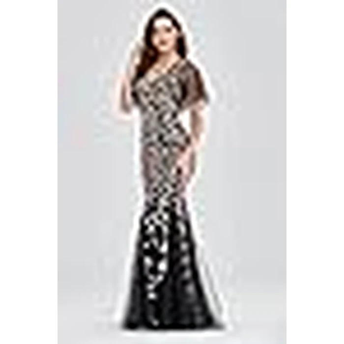 YHHOWEP Women's Formal Evening Gowns Long Sparkly Sequin Elegant Tulle Sleeve Mother of Bride Dress Bodycon Maxi Prom Dresses Black Gold M by YHHOWEP - Image 8