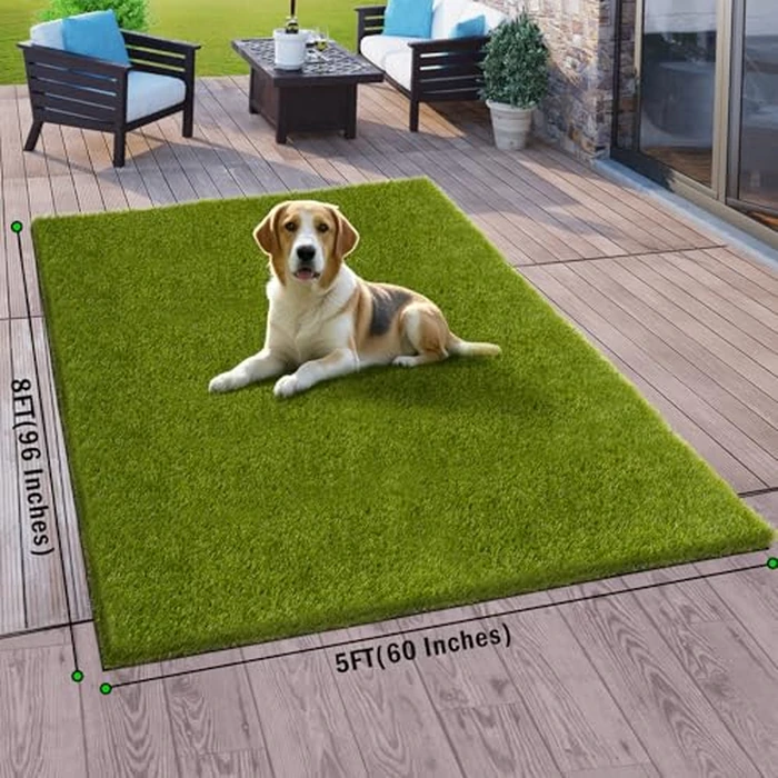 CooRug Artificial Grass Outdoor, 5x8 Ft Realistic Artificial Turf Grass Rug, Large Fake Grass for Dogs Indoor Outdoor Garden Lawn Landscape Patios Decoration by CooRug - Image 2