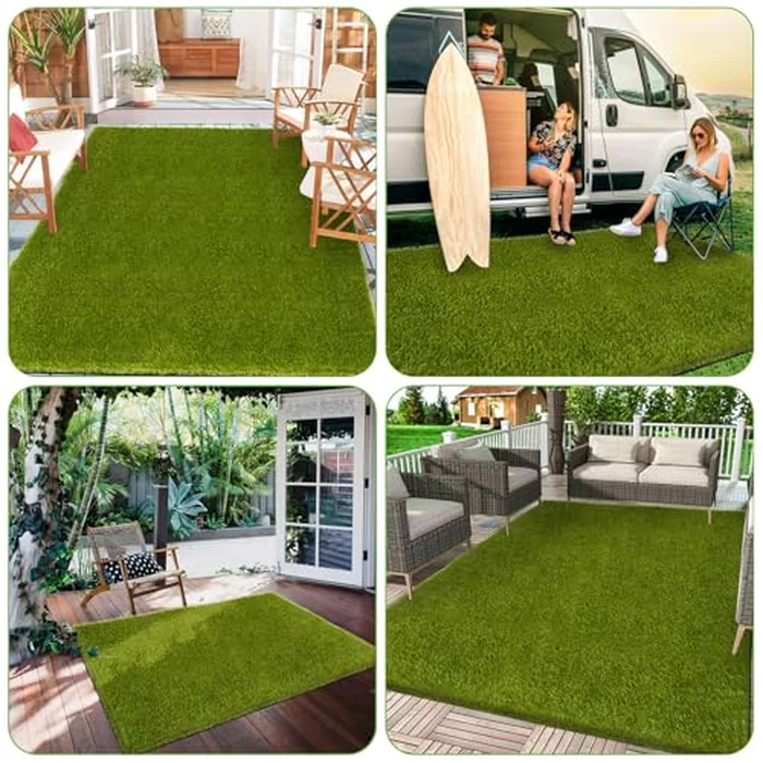 CooRug Artificial Grass Outdoor, 5x8 Ft Realistic Artificial Turf Grass Rug, Large Fake Grass for Dogs Indoor Outdoor Garden Lawn Landscape Patios Decoration by CooRug - Image 3