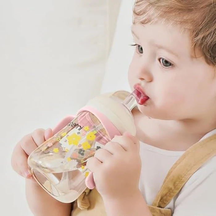 Oberni Baby Sippy Cup 240ml/8oz, Toddler Water Drinking Bottle with Non-Spill Valved Spout and Handle for 6+ Months, Orange/3Pack by Oberni - Image 5