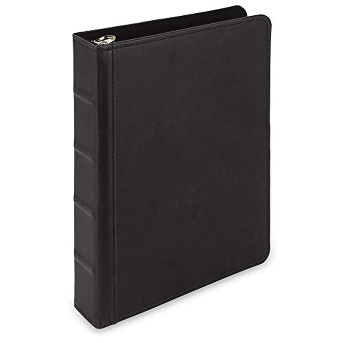 Samsill Vintage Hardback Mini 3 Ring Binder, Professional Binder Organizer, Planner, 1 Inch Capacity, Faux Leather, 5.5 x 8.5 Inch Documents, Non-Zip, Black by Samsill - Image 1