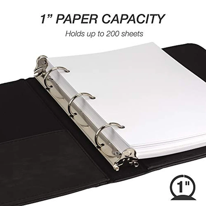 Samsill Vintage Hardback Mini 3 Ring Binder, Professional Binder Organizer, Planner, 1 Inch Capacity, Faux Leather, 5.5 x 8.5 Inch Documents, Non-Zip, Black by Samsill - Image 2