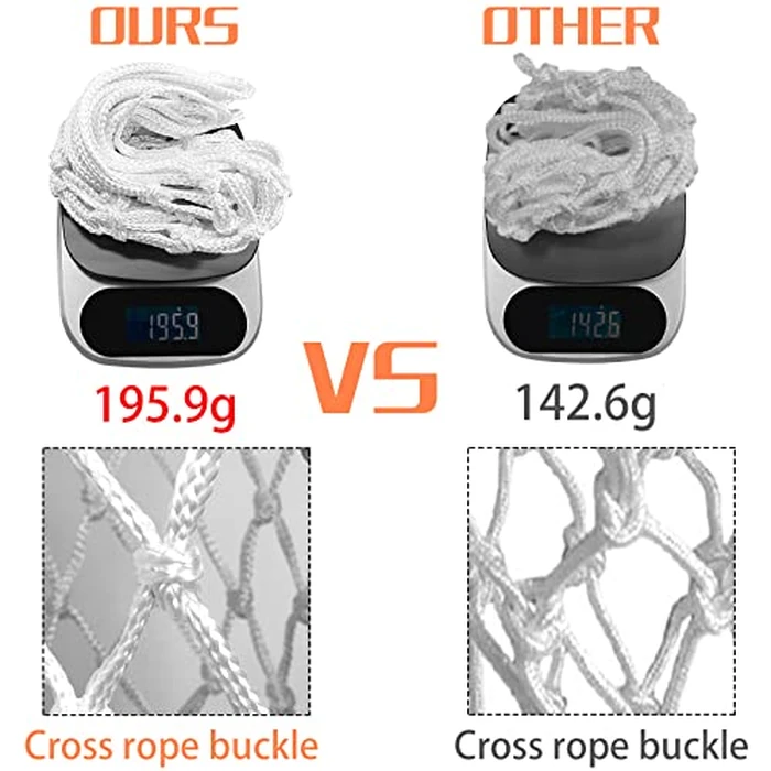 NEIJIANG Basketball Net Replacement Outdoor, Upgraded Thickening Heavy Duty, All Weather Anti Whip, Fits Standard Indoor or Outdoor 12 Loops Rim by NEIJIANG - Image 2