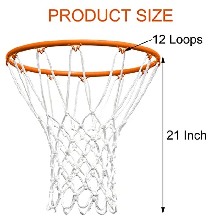 NEIJIANG Basketball Net Replacement Outdoor, Upgraded Thickening Heavy Duty, All Weather Anti Whip, Fits Standard Indoor or Outdoor 12 Loops Rim by NEIJIANG - Image 3