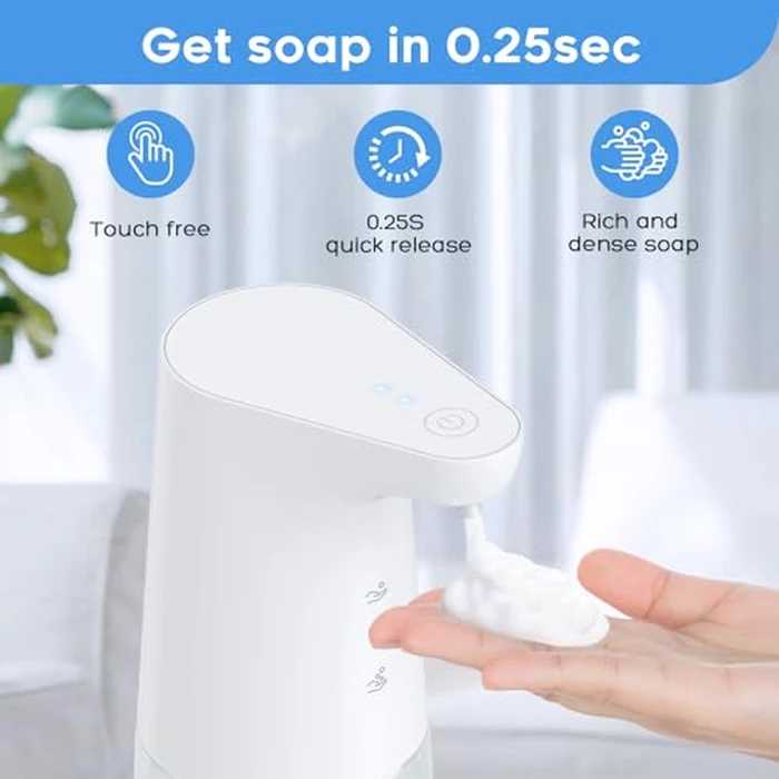 Automatic Foaming Soap Dispenser: LAOPAO Touchless Hand Soap Dispenser for Kids Type-C Rechargeable Sensor Pump Waterproof Foam Dispenser for Bathroom Kitchen School Xmas Gift, 13oz by LAOPAO - Image 2