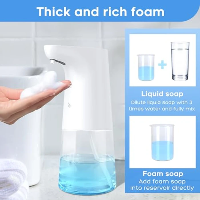 Automatic Foaming Soap Dispenser: LAOPAO Touchless Hand Soap Dispenser for Kids Type-C Rechargeable Sensor Pump Waterproof Foam Dispenser for Bathroom Kitchen School Xmas Gift, 13oz by LAOPAO - Image 3