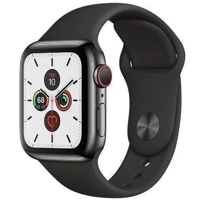 Apple Watch Series 5 (Cellular + GPS) - 32GB - 40mm - Space Grey Aluminum Case with Black Rubber Sport Band by Apple - Image 2
