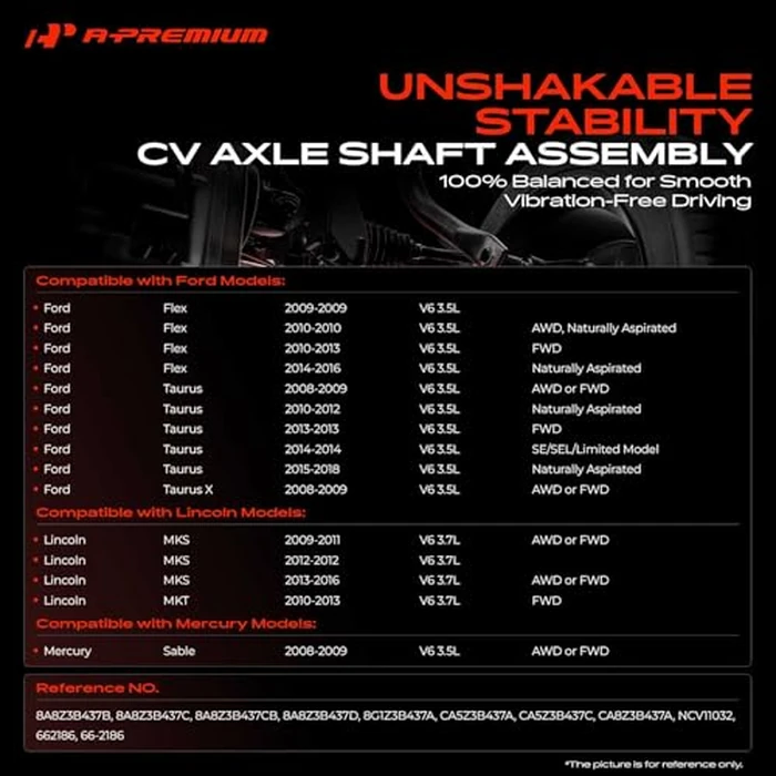 A-Premium CV Axle Shaft Assembly Compatible with Ford Flex 2009-2016, Taurus 2008-2018, Taurus X & Lincoln MKS 2009-2016, MKT 2010-2013 & Mercury Sable 2008-2009, 3.5L 3.7L, Front Left Driver Side by A-premium - Image 2