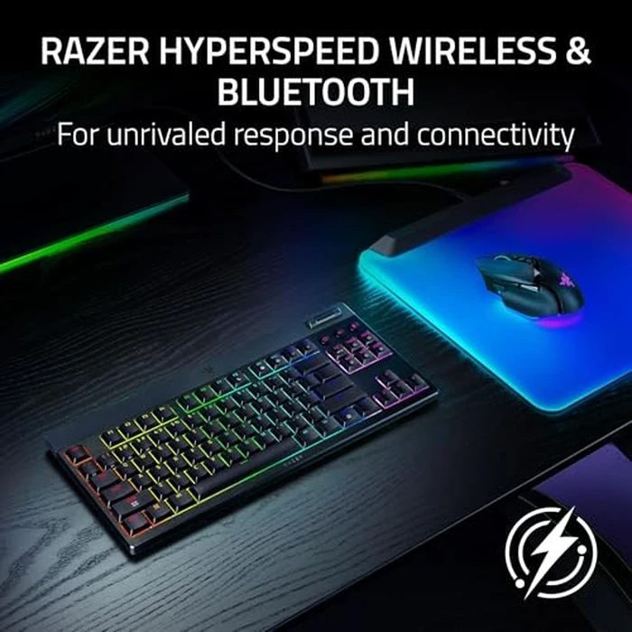 Razer BlackWidow V4 Low Profile TKL HyperSpeed Wireless Gaming Keyboard: Yellow Mechanical Switches - 2.4GHz Wireless & Bluetooth - Multi-Function Roller - 3 Control Buttons - Long Battery Life by Razer - Image 3