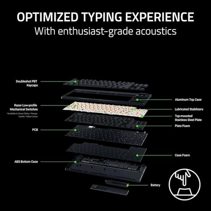 Razer BlackWidow V4 Low Profile TKL HyperSpeed Wireless Gaming Keyboard: Yellow Mechanical Switches - 2.4GHz Wireless & Bluetooth - Multi-Function Roller - 3 Control Buttons - Long Battery Life by Razer - Image 6