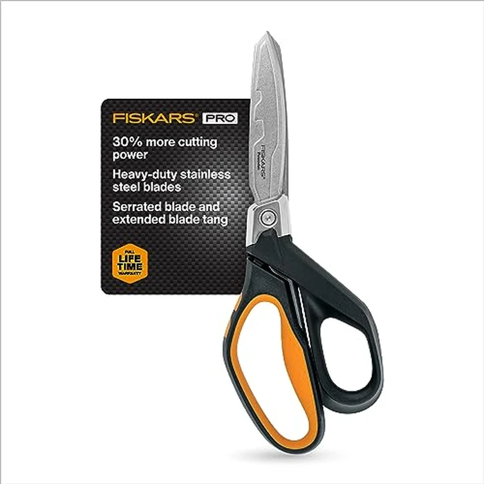 Fiskars Pro PowerArc Shop Shears, Heavy Duty Stainless Steel Scissor, Industrial Grade Tool for Building and Construction, 10 in, Orange/Black by Fiskars - Used - Like New condition - US$18.19