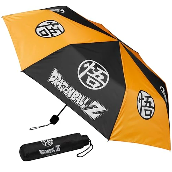 Dragon Ball Z Windproof Travel Umbrella, Strong Folding Compact Umbrellas for Rain, Light Portable Rain Travel Essentials for Kids Teens Adults, Fits Backpack & Car, Anime Gifts (Multi Dragon Ball Z) by Get Trend - Image 1