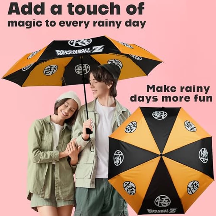 Dragon Ball Z Windproof Travel Umbrella, Strong Folding Compact Umbrellas for Rain, Light Portable Rain Travel Essentials for Kids Teens Adults, Fits Backpack & Car, Anime Gifts (Multi Dragon Ball Z) by Get Trend - Image 4