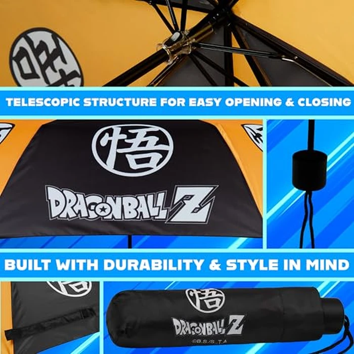 Dragon Ball Z Windproof Travel Umbrella, Strong Folding Compact Umbrellas for Rain, Light Portable Rain Travel Essentials for Kids Teens Adults, Fits Backpack & Car, Anime Gifts (Multi Dragon Ball Z) by Get Trend - Image 5