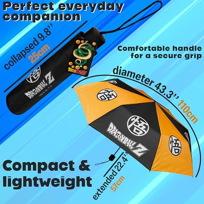 Dragon Ball Z Windproof Travel Umbrella, Strong Folding Compact Umbrellas for Rain, Light Portable Rain Travel Essentials for Kids Teens Adults, Fits Backpack & Car, Anime Gifts (Multi Dragon Ball Z) by Get Trend - Image 6