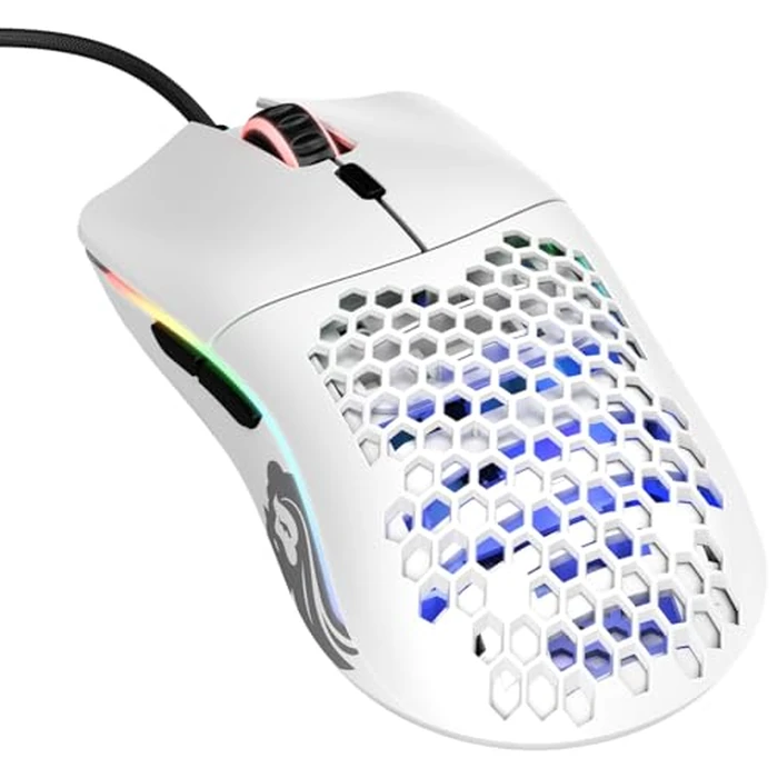 Glorious Gaming Mouse - Model O Minus 58 g Superlight Honeycomb Mouse, RGB Mouse - Matte White Mouse, USB Gaming Mouse by GLORIOUS - Used - Acceptable condition