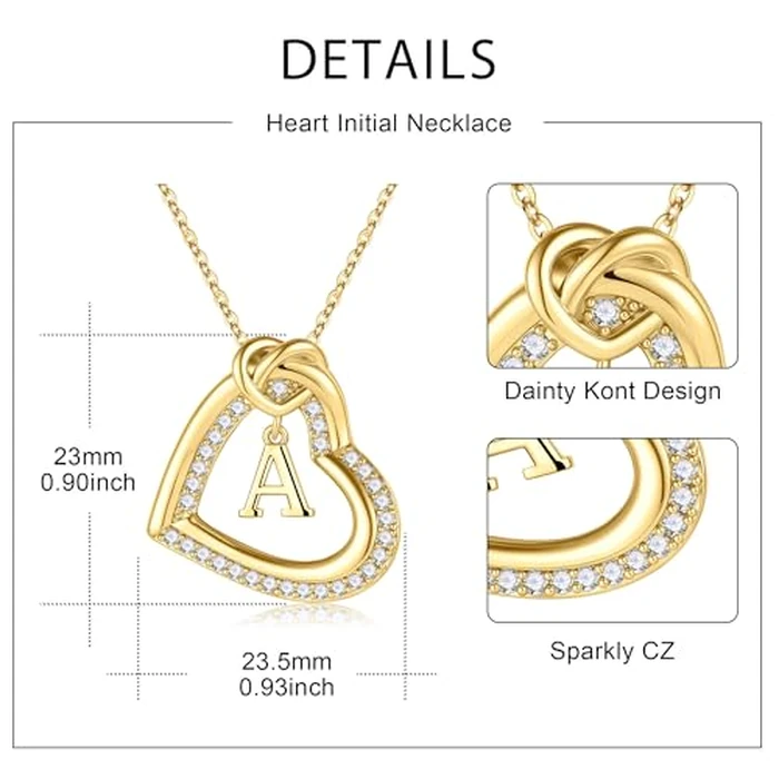 Turandoss Heart Initial Necklaces for Women - Dainty Cubic Zirconia Heart Initial P Pendant 14K Gold Plated Letter Necklace for Women Jewelry Gifts for Birthday Mothers Day by Turandoss - Image 6