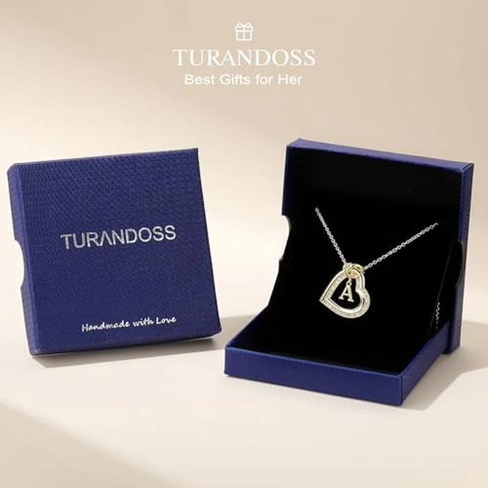 Turandoss Heart Initial Necklaces for Women - Dainty Cubic Zirconia Heart Initial P Pendant 14K Gold Plated Letter Necklace for Women Jewelry Gifts for Birthday Mothers Day by Turandoss - Image 7