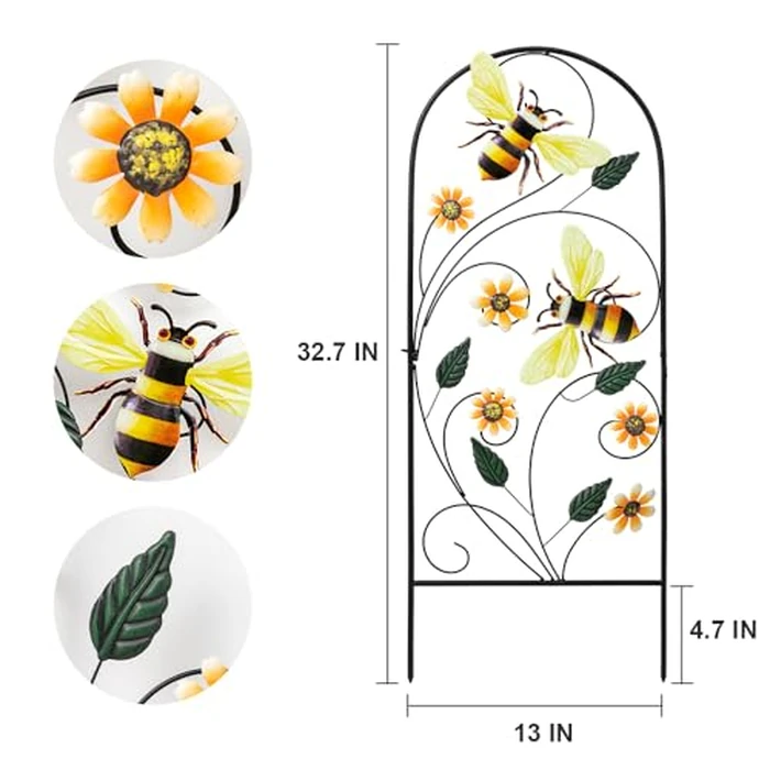 Garden Decor for Outside, YEAHOME 33 Inch Decorative Garden Stakes with Flowers Bees, Metal Spring Garden Decorations Yard Art for Outdoor Patio Yard Lawn Backyard by YEAHOME - Image 3