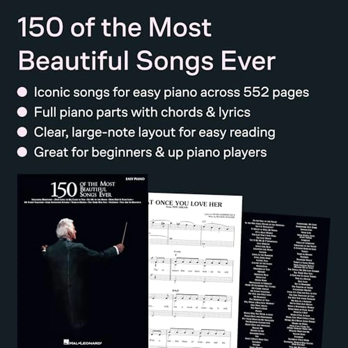 150 of the Most Beautiful Songs Ever | Easy Piano Songbook for Beginners | 550 Pages of Timeless Pop, Jazz, and Broadway Hits | Piano Sheet Music ... Notation (Easy Piano (Hal Leonard)) by Hal Leonard - Used - Acceptable condition - US$5.44
