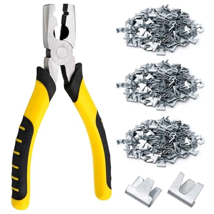 HHNIULI 900PCS J Clips for Wire Cage and 1PC Fence Pliers, Hog Rings and Pliers, Hog Ring Plier Kit for Rabbit Cage Clips by HHNIULI - Used - Like New condition - US$13.75
